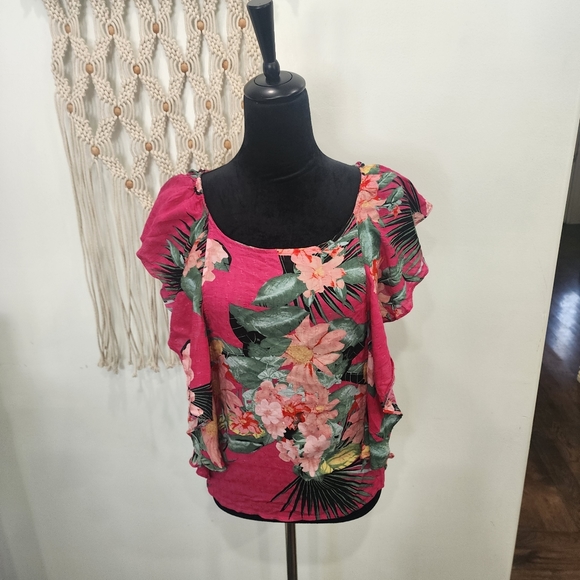 [ Rachel Roy] Women's,size XL new with tags CUTEST TROPICAL/ FLORAL BLOUSE🌺💠🌸 - Picture 3 of 16
